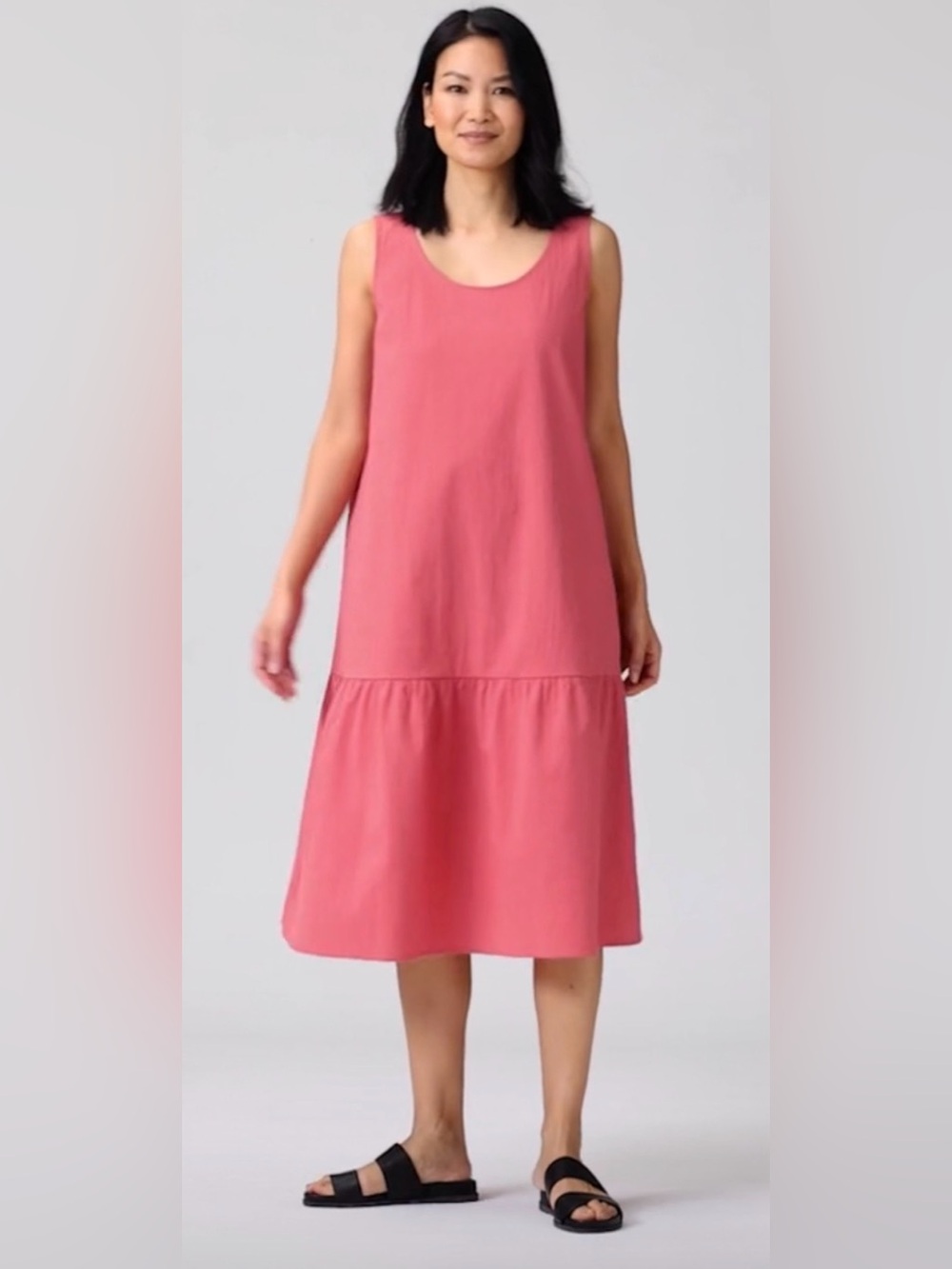 EILEEN FISHER Organic Cotton Pucker Tiered Dress